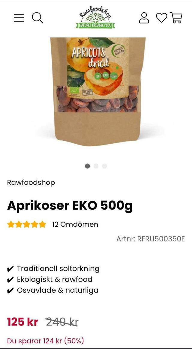 Ekologiska Torkade Aprikoser 500g