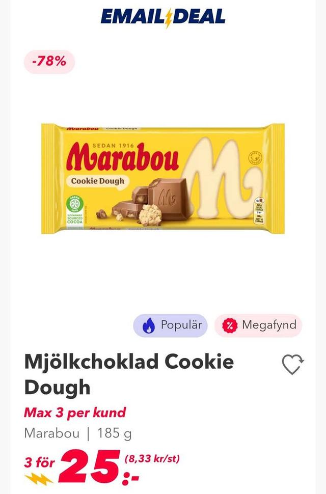 Marabou Mjölkchoklad Cookie Dough 185g