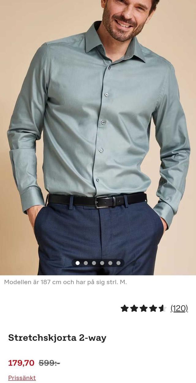 Herr Stretchskjorta Tvåvägsstretch - Grön