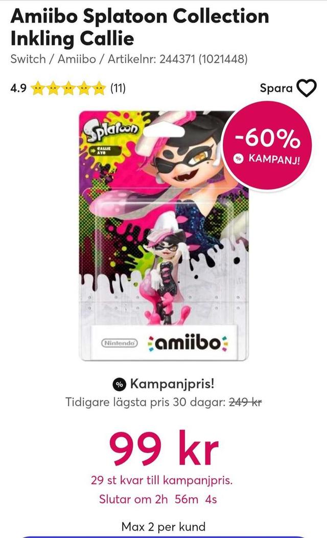 Splatoon Inkling Callie Amiibo for Switch