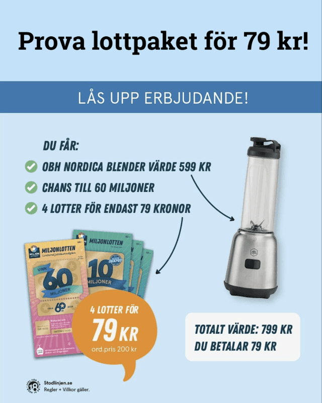 Miljonlotteriet - prova lottpaket för 79 kr få en blender på köpet!