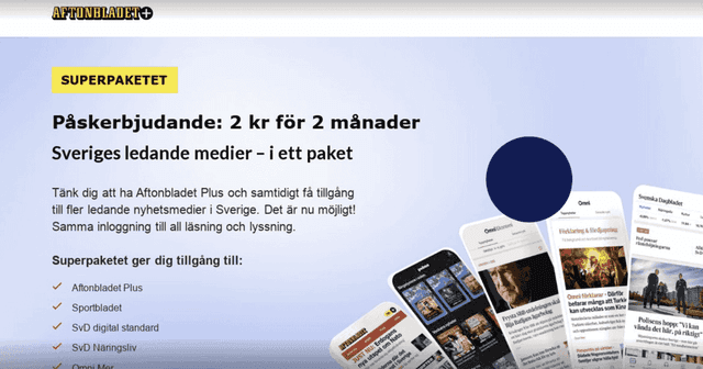 Aftonbladets superpaket - 2 månader för 2 kr
