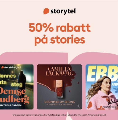 Storytel - 50 % på ljudböcker