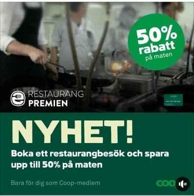 Upp till 50 % rabatt på matnotan.