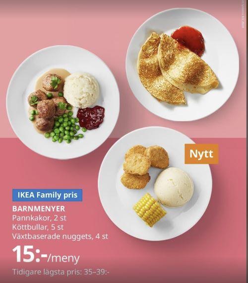 IKEA Restaurang 15 kr för barnmeny