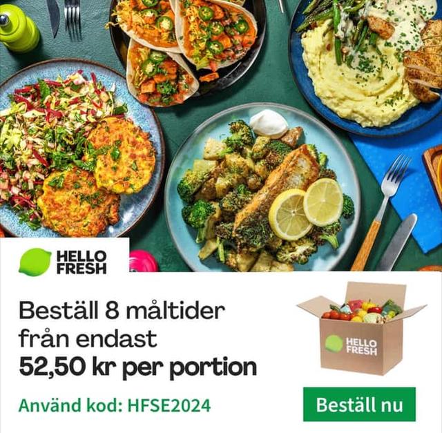 Rabatt på HelloFresh - spara upp till 1359 kr