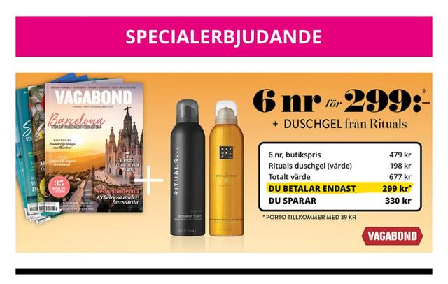 Vagabond 6 tidningar & Rituals duschkit 2 st