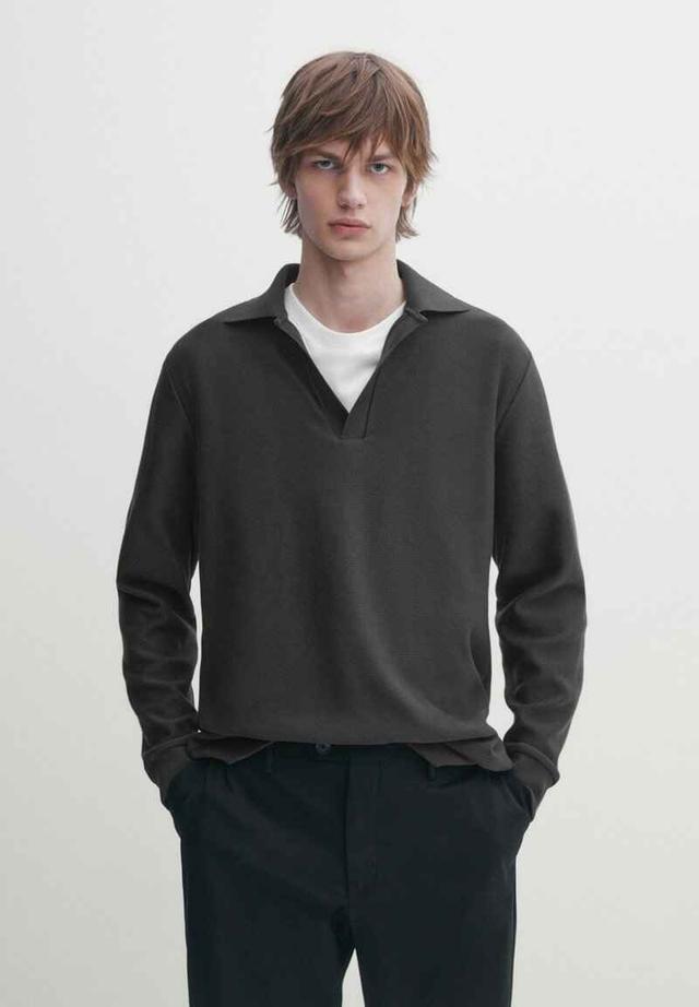 Massimo Dutti Dark Blue Piké Shirt