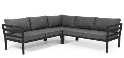 Weldon hörnsoffa - svart med grå dynor - Sommarboden