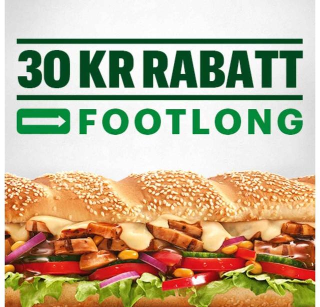 Subway - 30 kr rabatt på Footlong