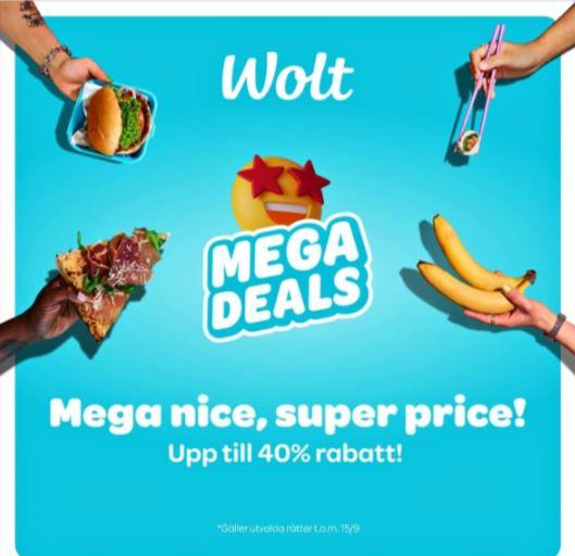 Wolt - upp till 40 % på utvalda rätter