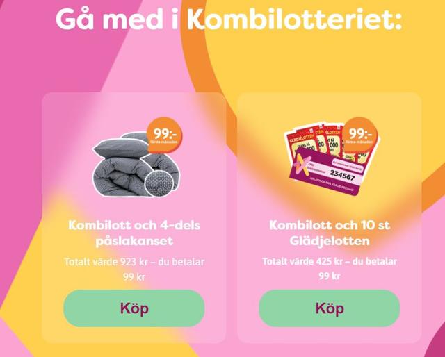 Kombilotteriet 99 kr - välkomstpaket på köpet