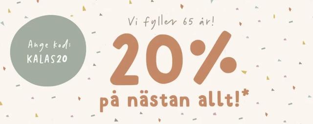20 % på nästan allt på Babyland!