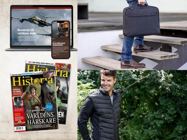 3 tidningar, jacka och ryggsäck för 229 kr inklusive frakt