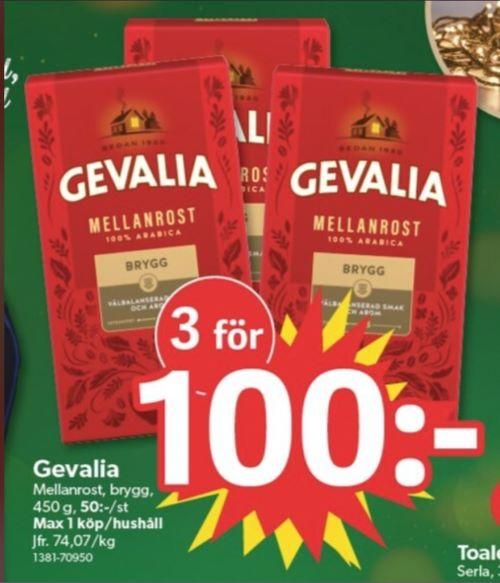 Gevalia Mellanrost 3 st för 100 kr på Dollarstore