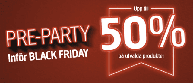 Pre-party inför Black Friday - upp till 50 %