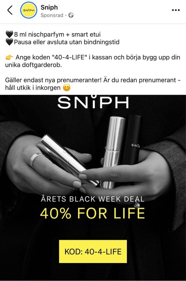 Sniph Parfym - Just nu 40% rabatt med kod: 40-4-LIFE