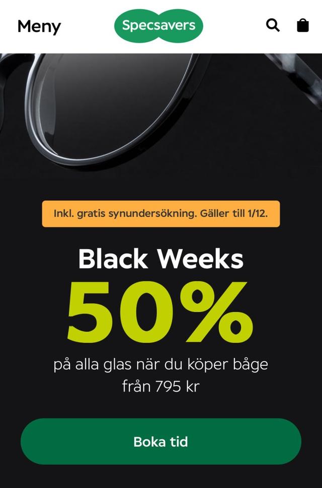Black Week Erbjudande: Halva Priset på Glas