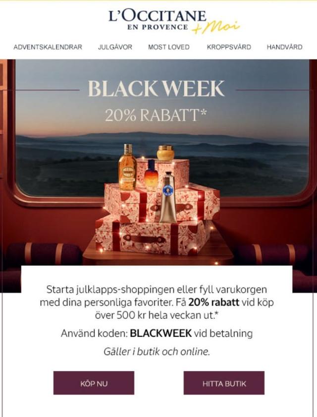 L'Occitane specialrabatt 20% med kod: BLACKWEEK