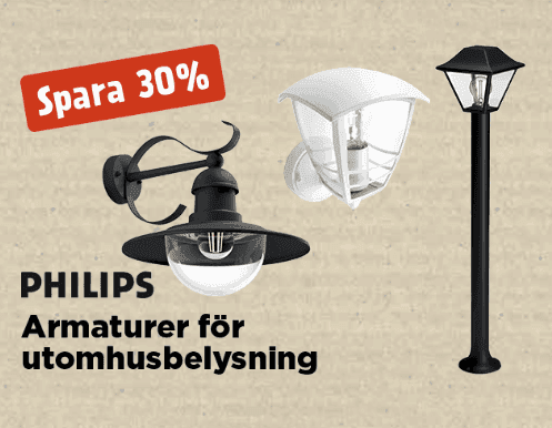 30 % på PHILIPS armaturer för utomhusbelysning