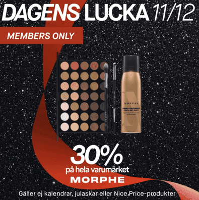 Lucka 11: 30 % rabatt på allt från Morphe hos KICKS