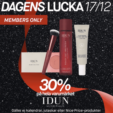 Lucka 17: 30 % på utvalda Idun Minerals-produkter hos KICKS