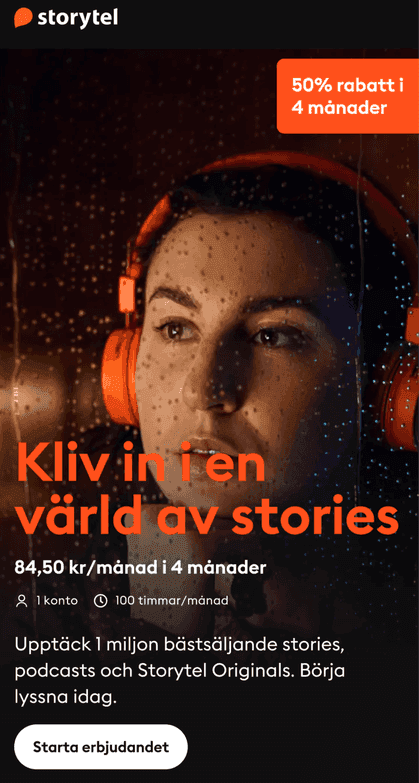 Storytel - 84,50 kr/månad i 4 månader