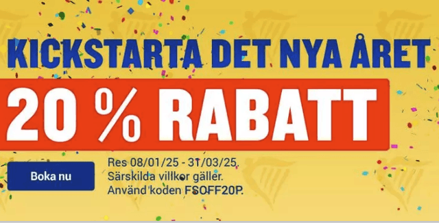 Snabbrea hos Ryanair med 20 % rabatt