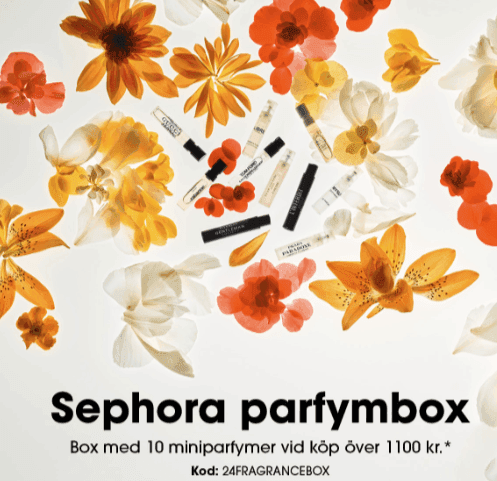 Få 10 miniparfymer gratis vid köp över 1 100 kr med kod