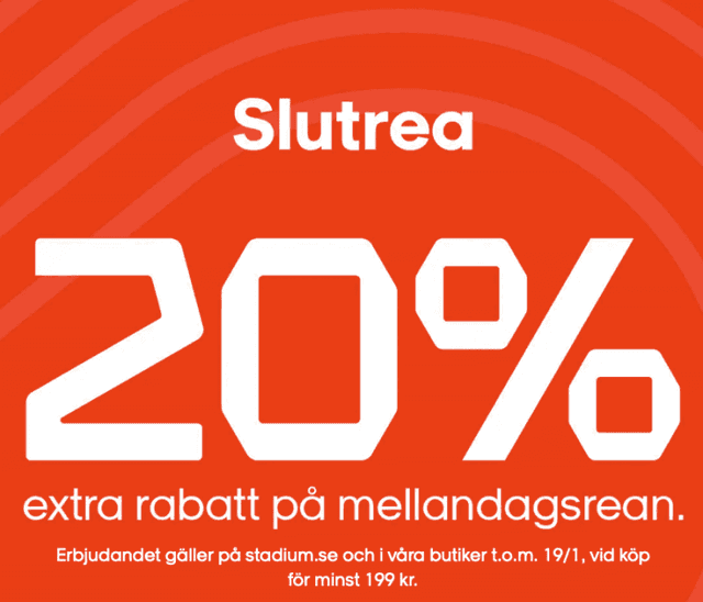 Slutrea: 20 % extra rabatt på mellandagsrean hos Stadium