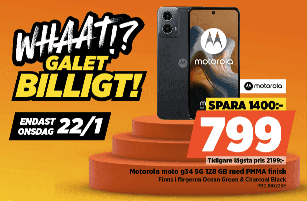 Motorola moto g34 128 GB för endast 799 kr hos Power