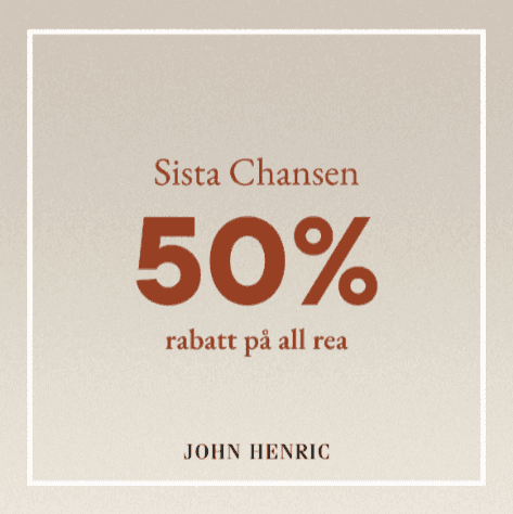 50 % rabatt på all rea hos John Henric