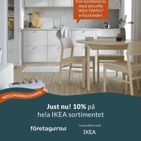 Medlemmar i Företagarna får 10 % på allt hos IKEA