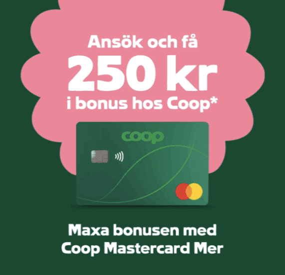 Få 250 kr i bonus hos Coop – ansök om Coop Mastercard Mer