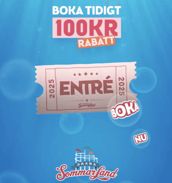 Boka tidigt och få 100 kr rabatt på Skara Sommarland
