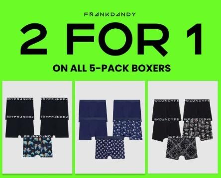Frank Dandy - 2 för 1 på alla mönstrade 5-pack boxers
