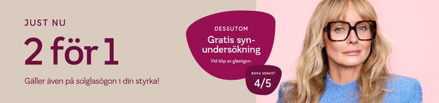 Gratis synundersökning + 2 för 1 på glasögon