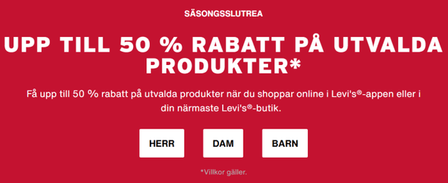Levi's - Upp till 50% rabatt på utvalda produkter