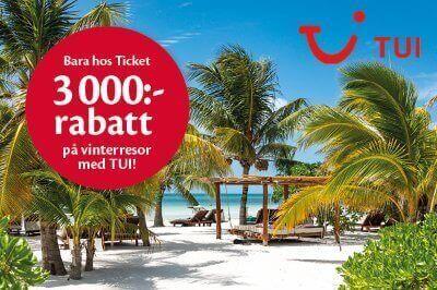 Ticket - 3000 kr rabatt på vinterresor med TUI